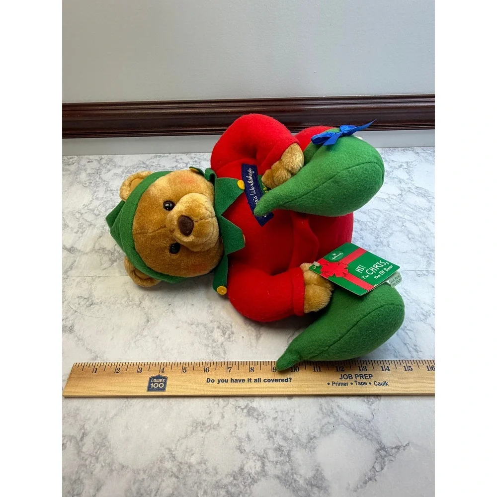 Hallmark Chris the Elf Bear Plush Red Green Santa's Workshop XPF3109 Christmas
